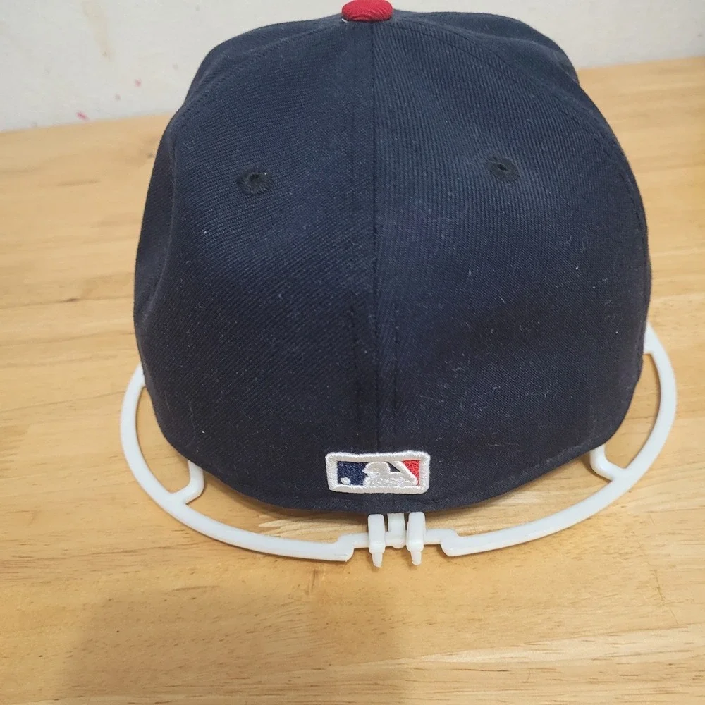 New Era 59FIFTY Atlanta Braves Fitted Hat Navy Red MLB On-Field Cap Size 7 3/8